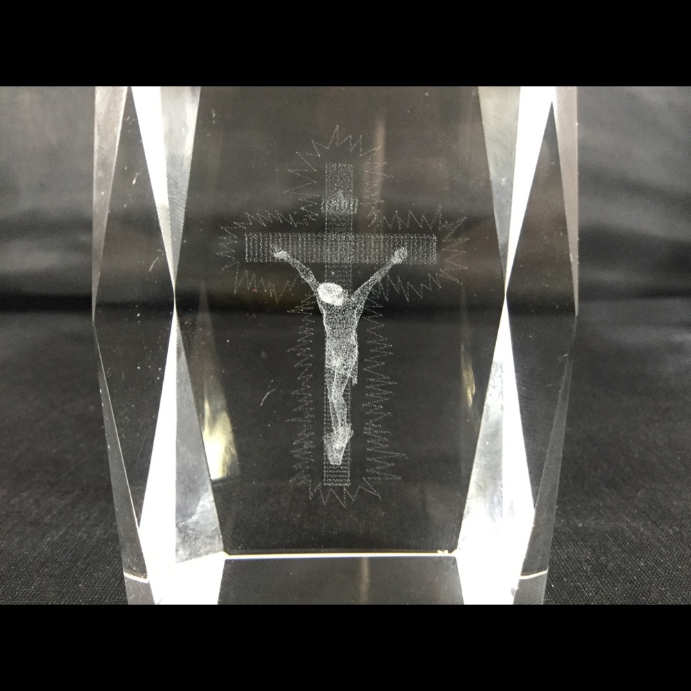 Jesus Christ Cross Laser Paperweight 3 Dimensional